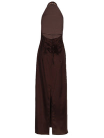 Alysi Women's Sleeveless Long Dress Brown