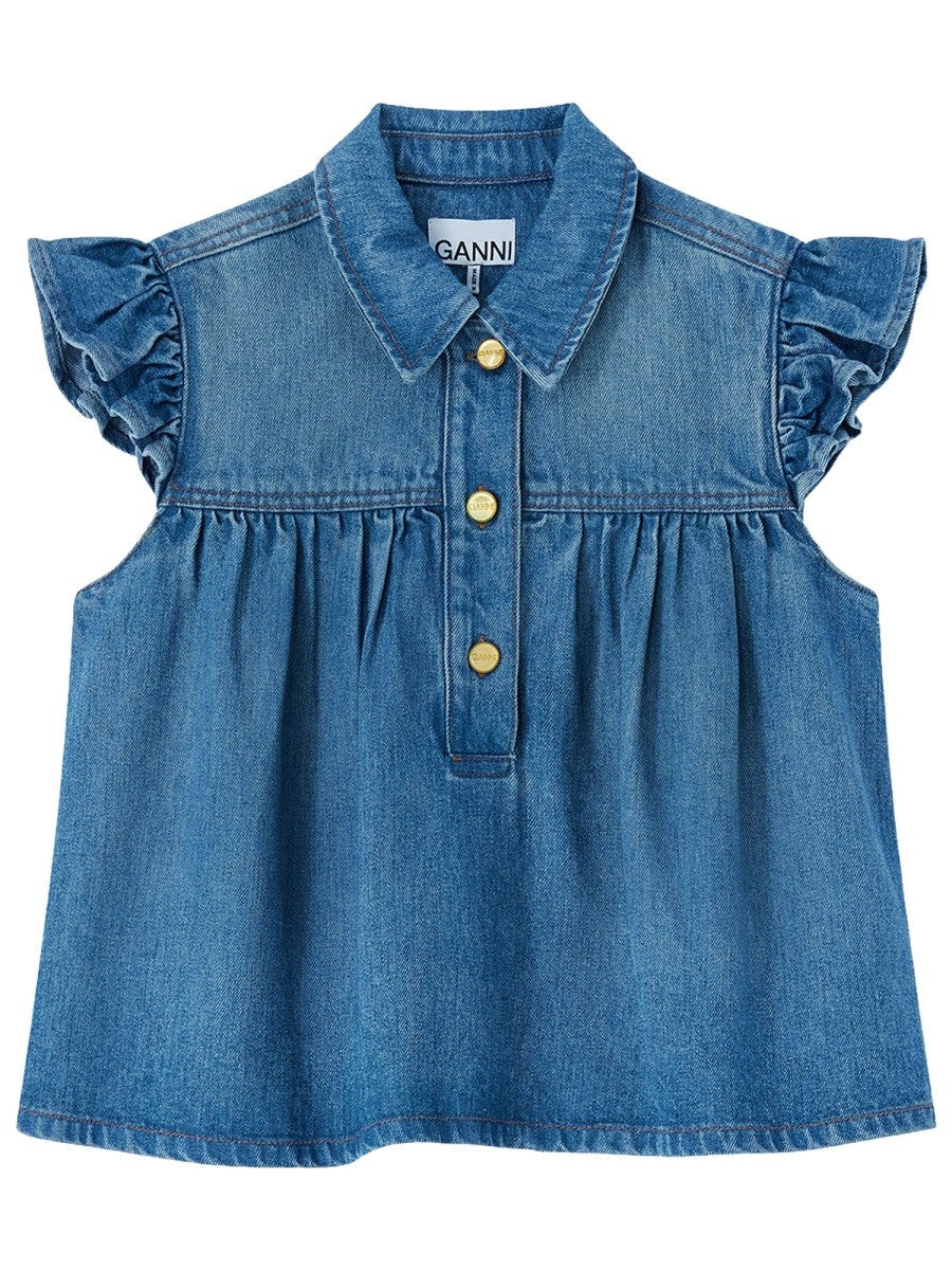 Ganni Women's Sleeveless Top Blue