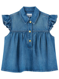 Ganni Women's Sleeveless Top Blue