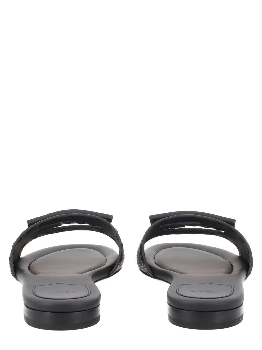 Fendi Women's Leather Nera Slide Baguette Black, view 4