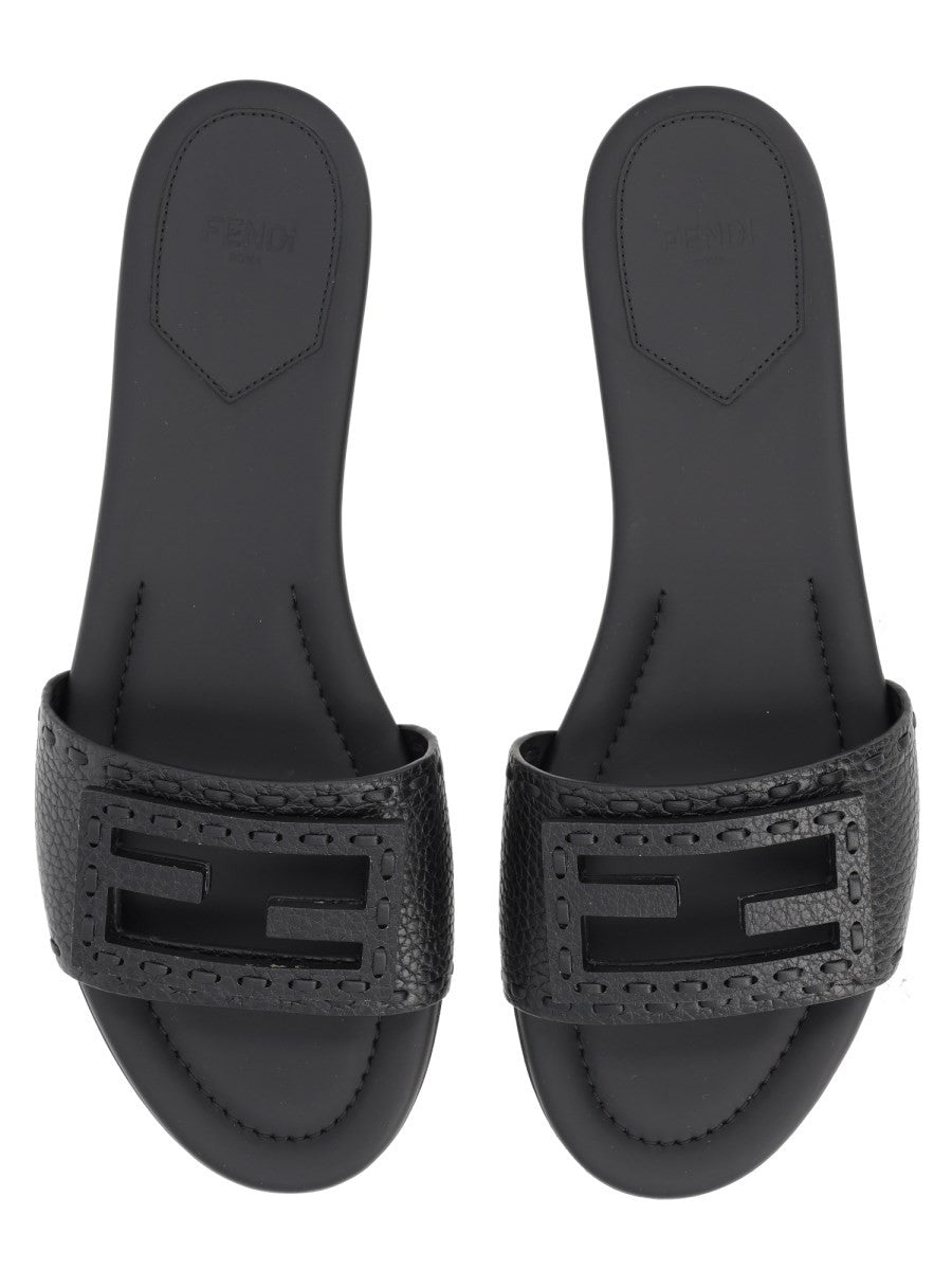 Fendi Women's Leather Nera Slide Baguette Black, view 5