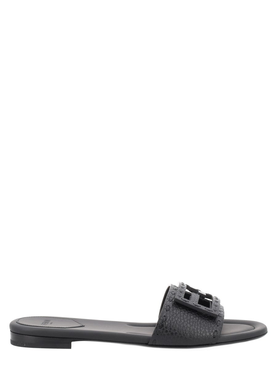 Fendi Women's Leather Nera Slide Baguette Black