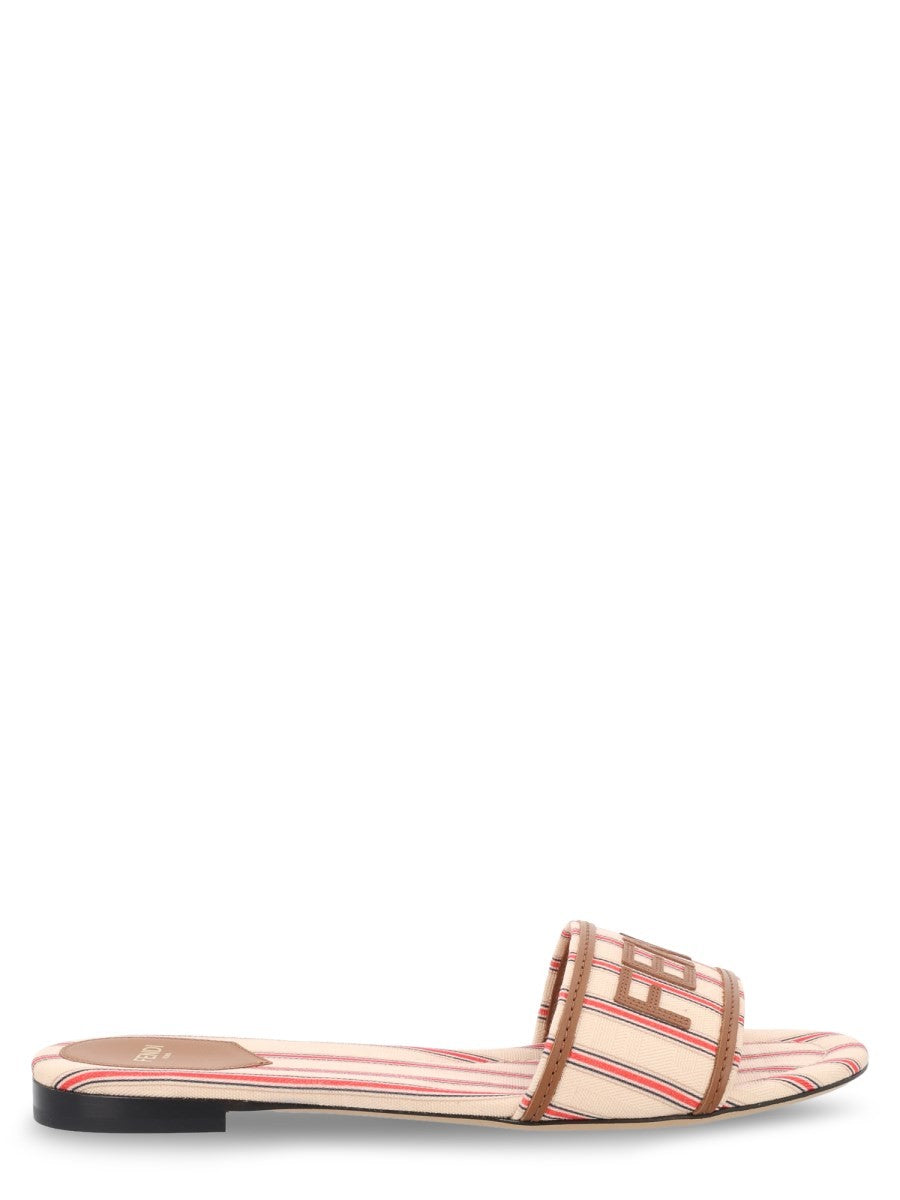 Fendi Women's Slide in Canvas FF Con Beige