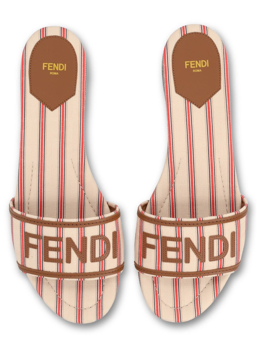 Fendi Women's Slide in Canvas FF Con Beige
