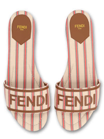 Fendi Women's Slide in Canvas FF Con Beige