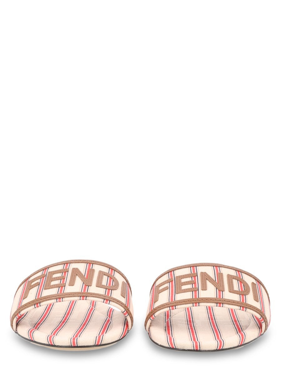 Fendi Women's Slide in Canvas FF Con Beige