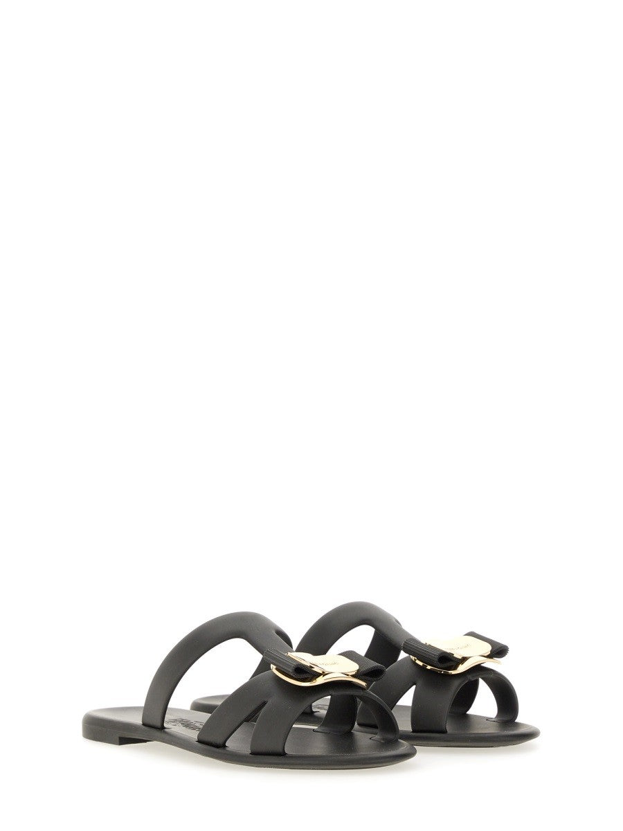Ferragamo Women's Slide Sandal New Vara Black