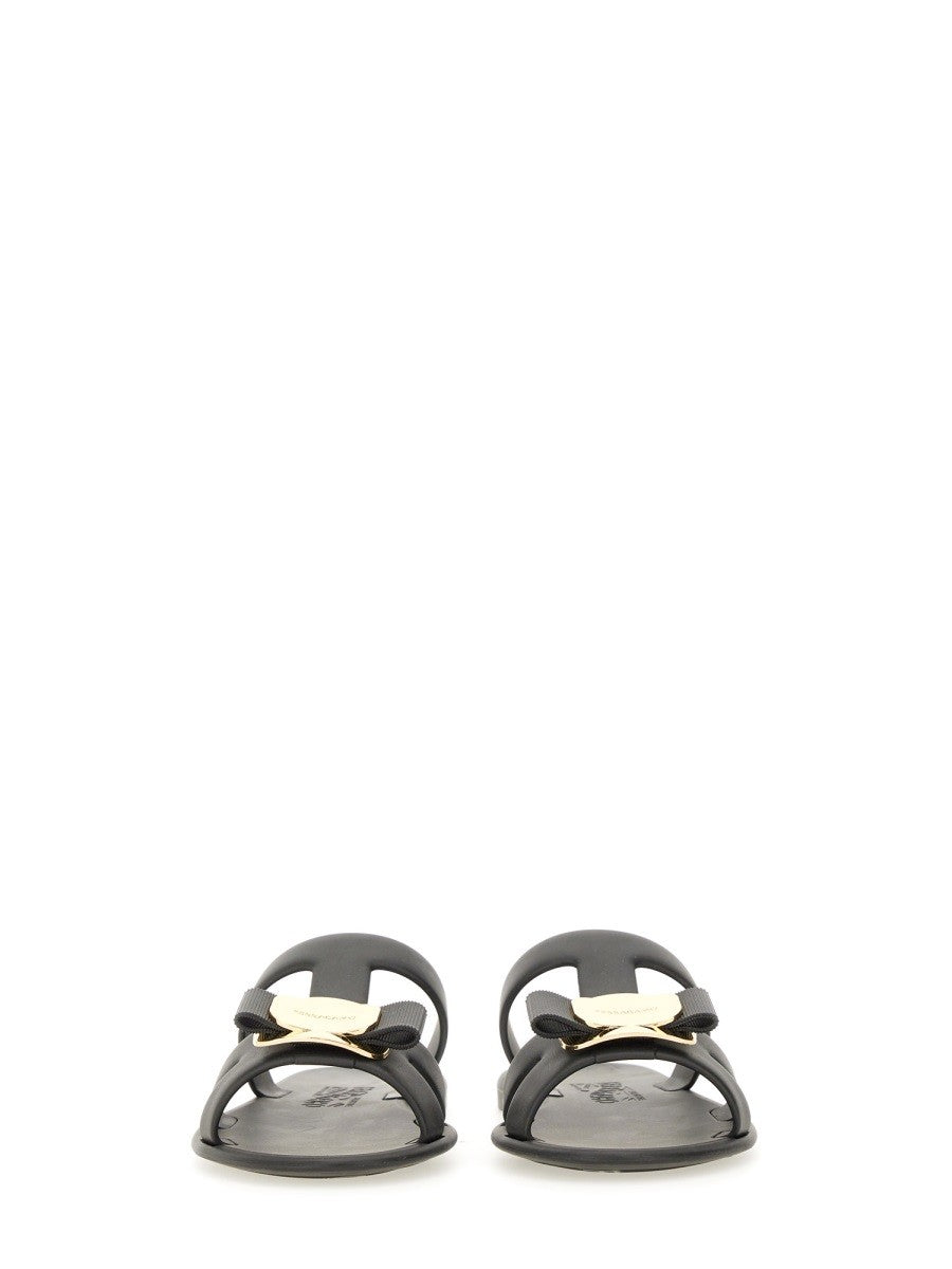 Ferragamo Women's Slide Sandal New Vara Black