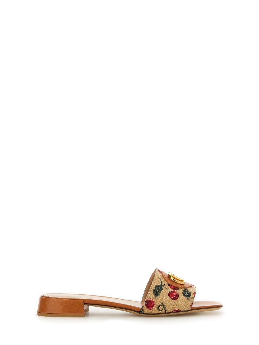 Valentino Women's Slide Sandal Vlogo Signature Beige