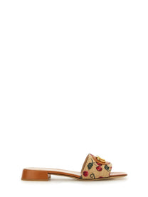 Valentino Women's Slide Sandal Vlogo Signature Beige