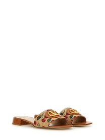 Valentino Women's Slide Sandal Vlogo Signature Beige