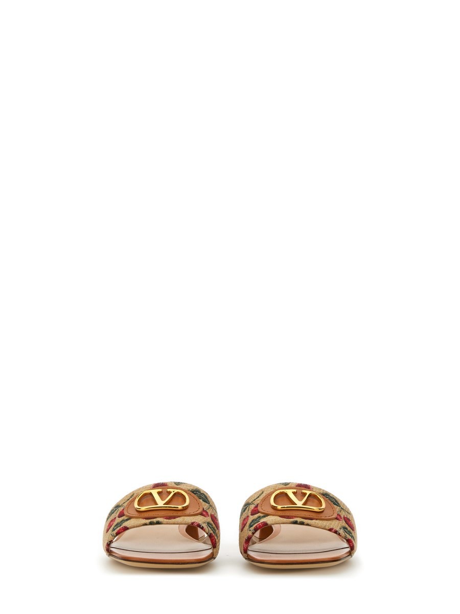 Valentino Women's Slide Sandal Vlogo Signature Beige