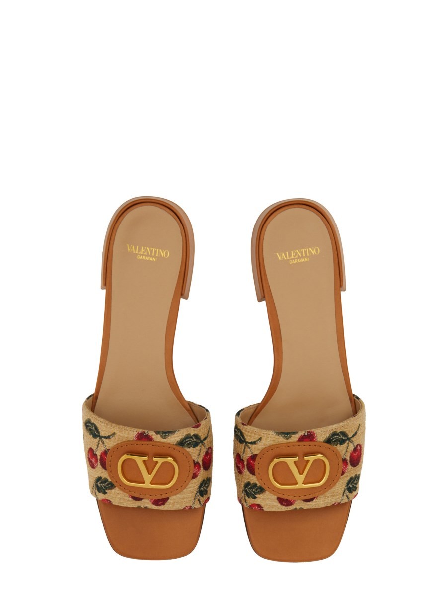 Valentino Women's Slide Sandal Vlogo Signature Beige