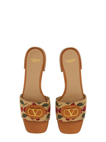 Valentino Women's Slide Sandal Vlogo Signature Beige