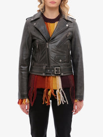 Golden Goose Women's Slim Fit Destiny Lived in Effect Leather Biker Black