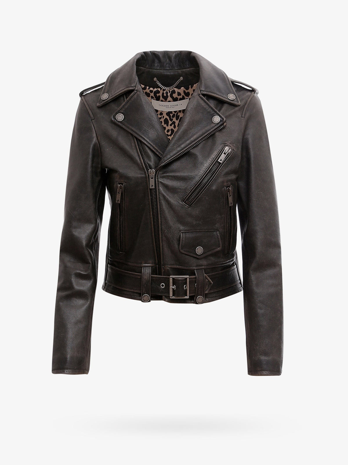 Golden Goose Women's Slim Fit Destiny Lived in Effect Leather Biker Black