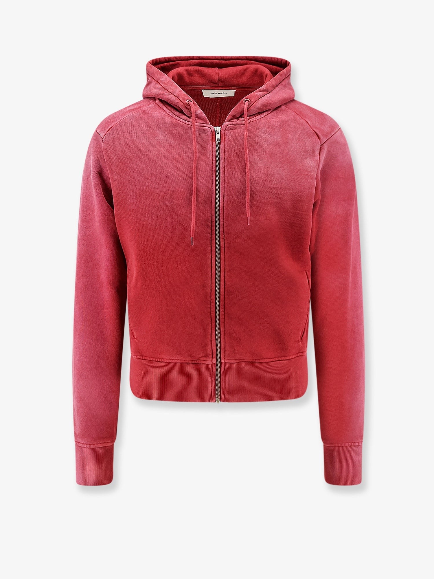 Entire Studios Unisex Slim Zip up Cotton Hoodie Red