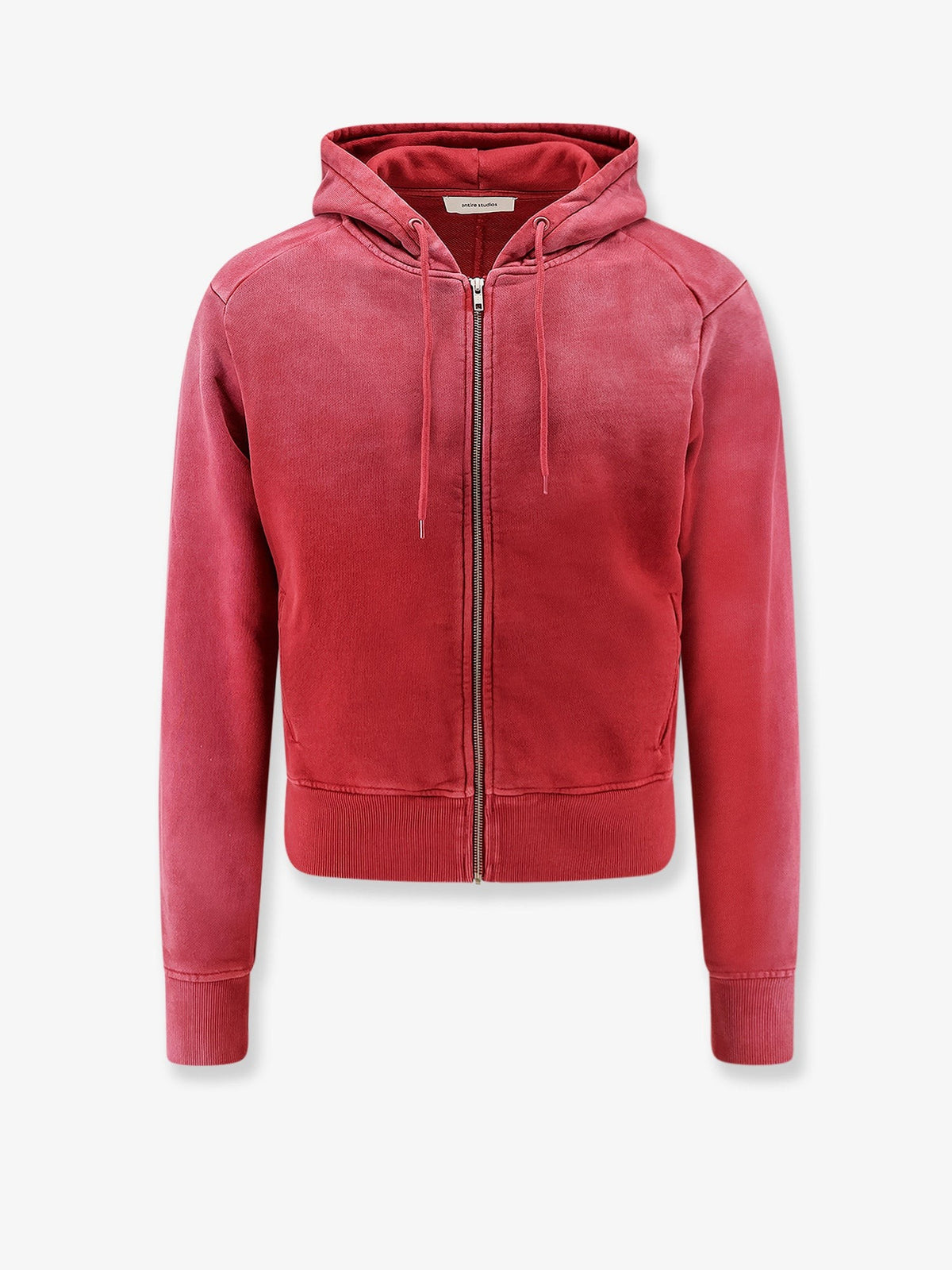 Entire Studios Unisex Slim Zip up Cotton Hoodie Red