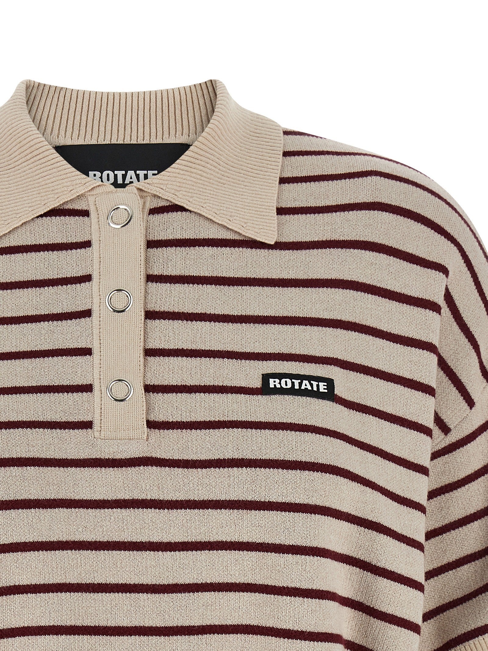 ROTATE Birger Christensen Slinky Knit Polo Shirt Gold