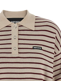 ROTATE Birger Christensen Slinky Knit Polo Shirt Gold