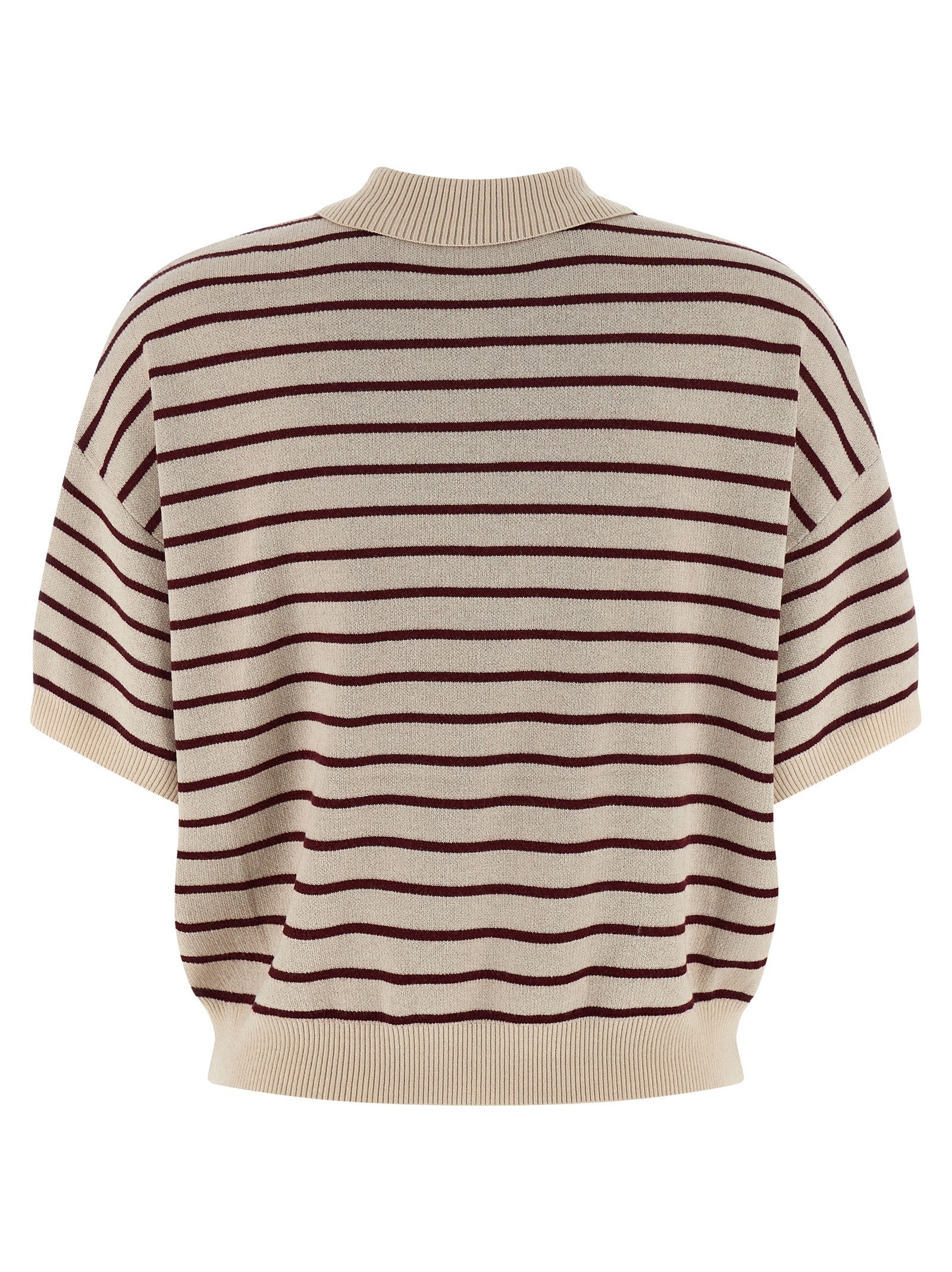 ROTATE Birger Christensen Slinky Knit Polo Shirt Gold