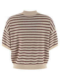 ROTATE Birger Christensen Slinky Knit Polo Shirt Gold
