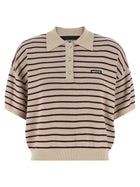 ROTATE Birger Christensen Slinky Knit Polo Shirt Gold