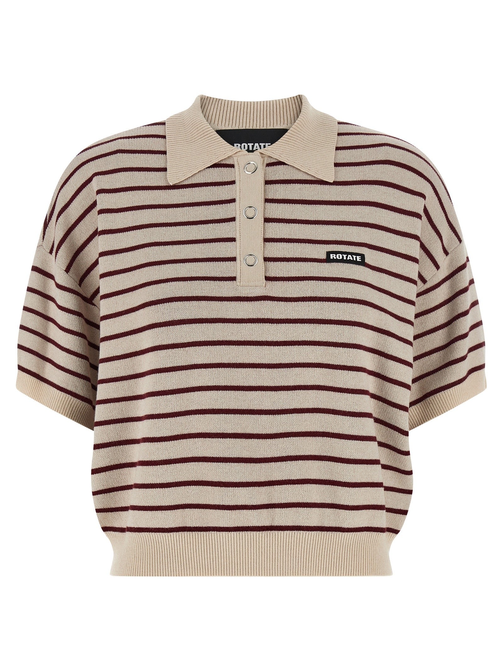 ROTATE Birger Christensen Slinky Knit Polo Shirt Gold