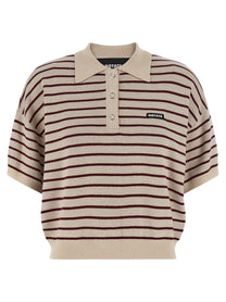 ROTATE Birger Christensen Slinky Knit Polo Shirt Gold