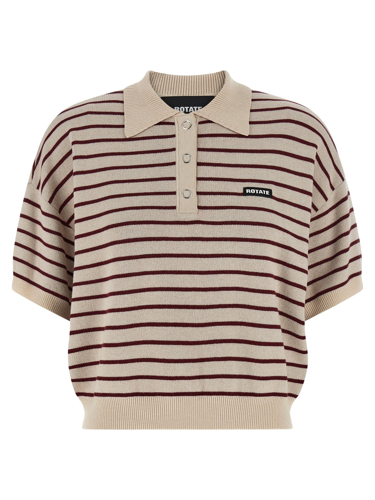 ROTATE Birger Christensen Slinky Knit Polo Shirt Gold