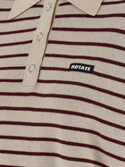 ROTATE Birger Christensen Slinky Knit Polo Shirt Gold, view 4
