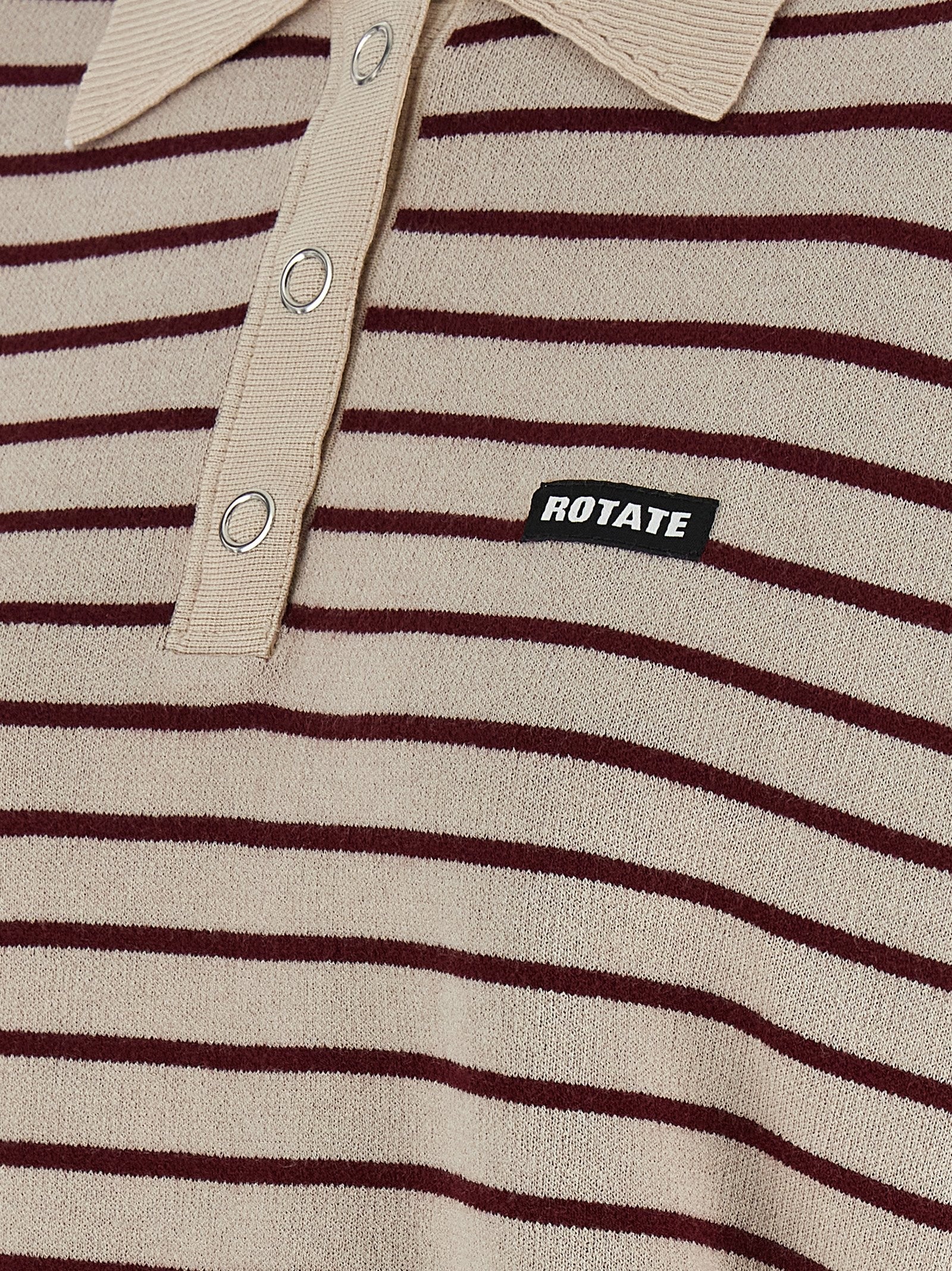 ROTATE Birger Christensen Slinky Knit Polo Shirt Gold