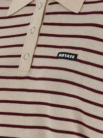 ROTATE Birger Christensen Slinky Knit Polo Shirt Gold
