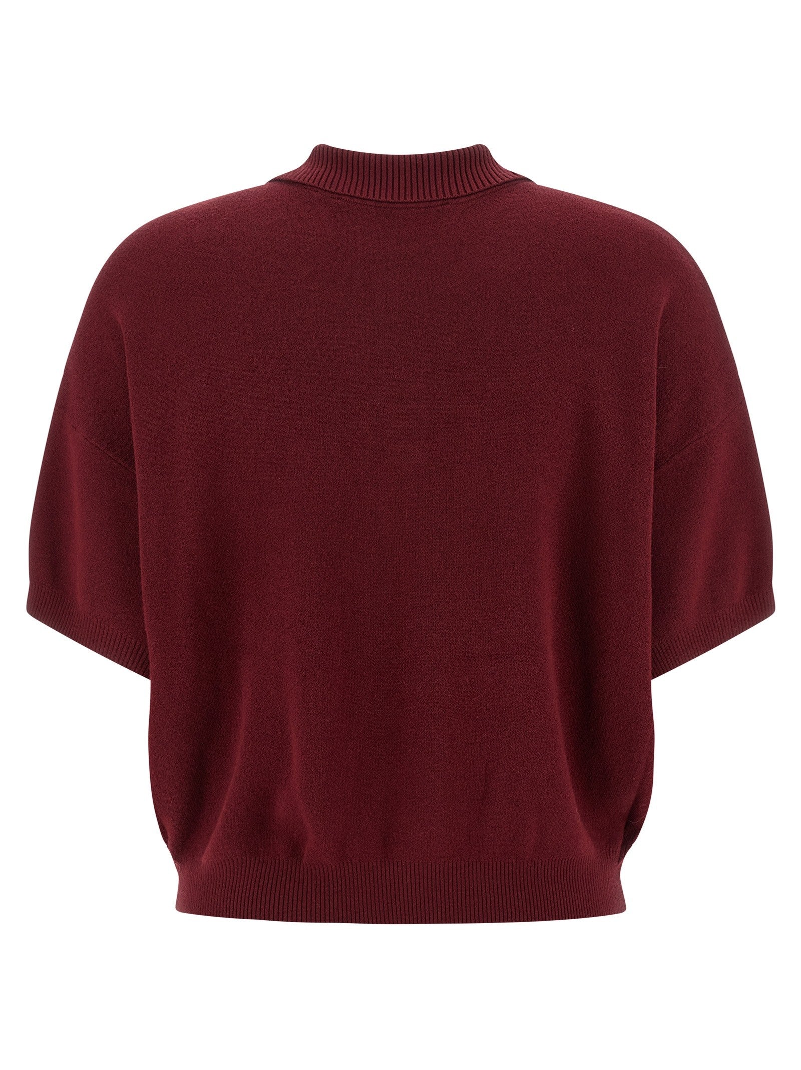 Rotate Birger Christensen Slinky Knit Polo Shirt Red