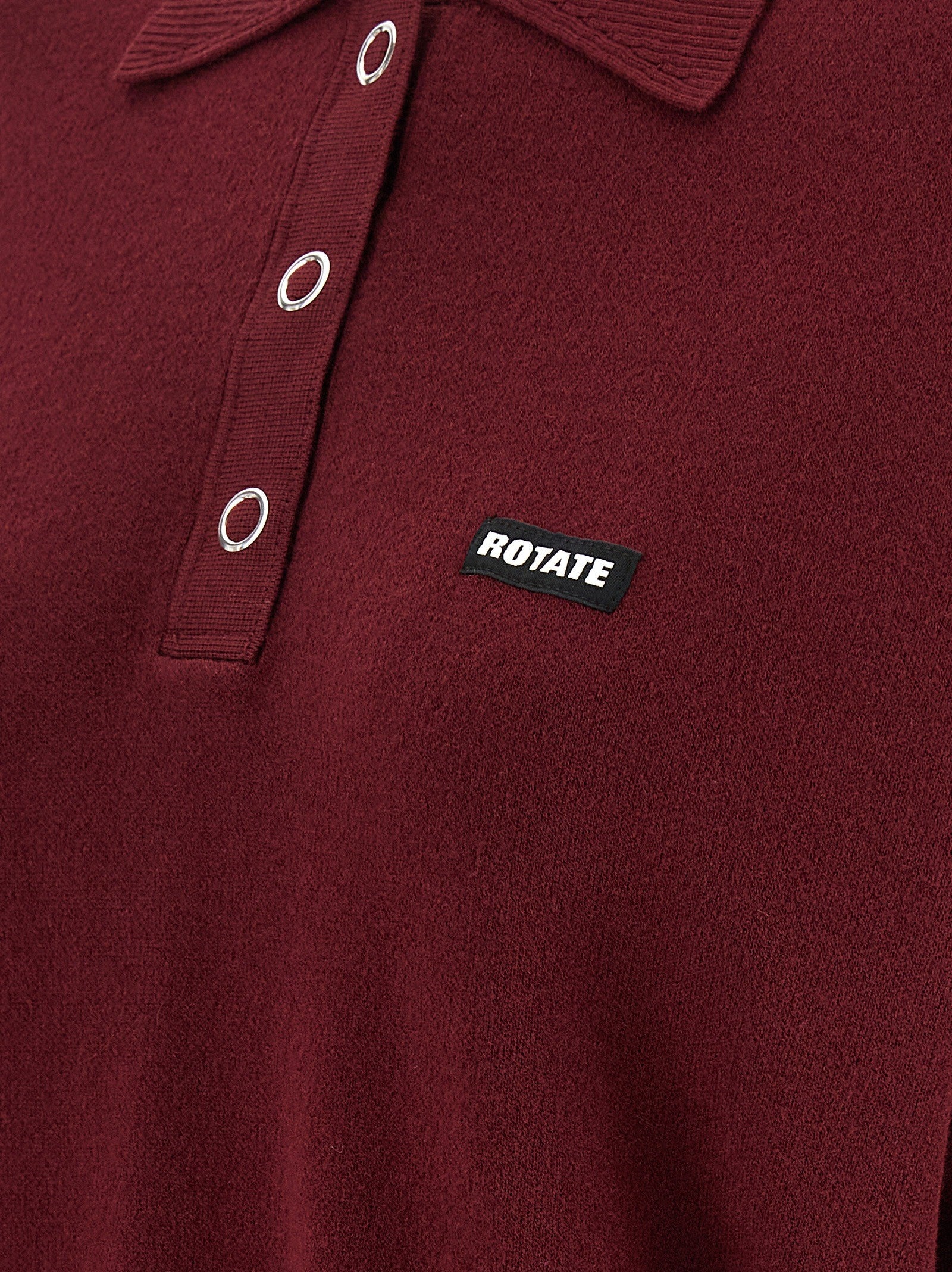 Rotate Birger Christensen Slinky Knit Polo Shirt Red