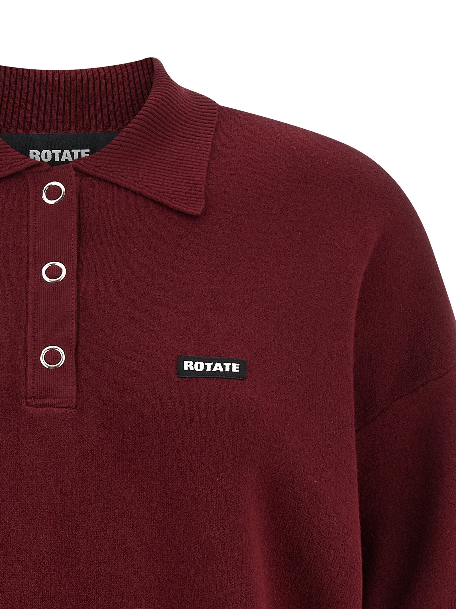 Rotate Birger Christensen Slinky Knit Polo Shirt Red