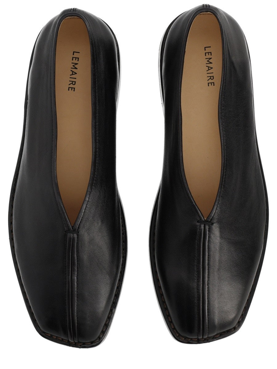 Lemaire Men's Slipper Flat Piped Black