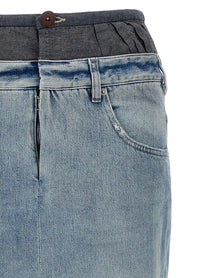 Maison Margiela Slits Denim Skirt Gold, view 3