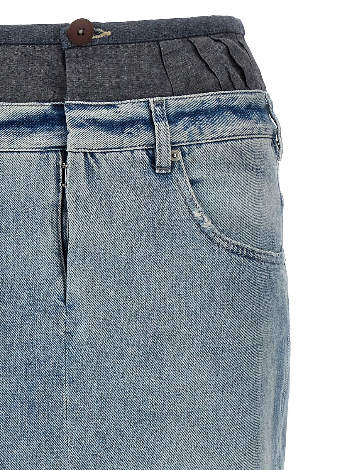 Maison Margiela Slits Denim Skirt Gold, view 3