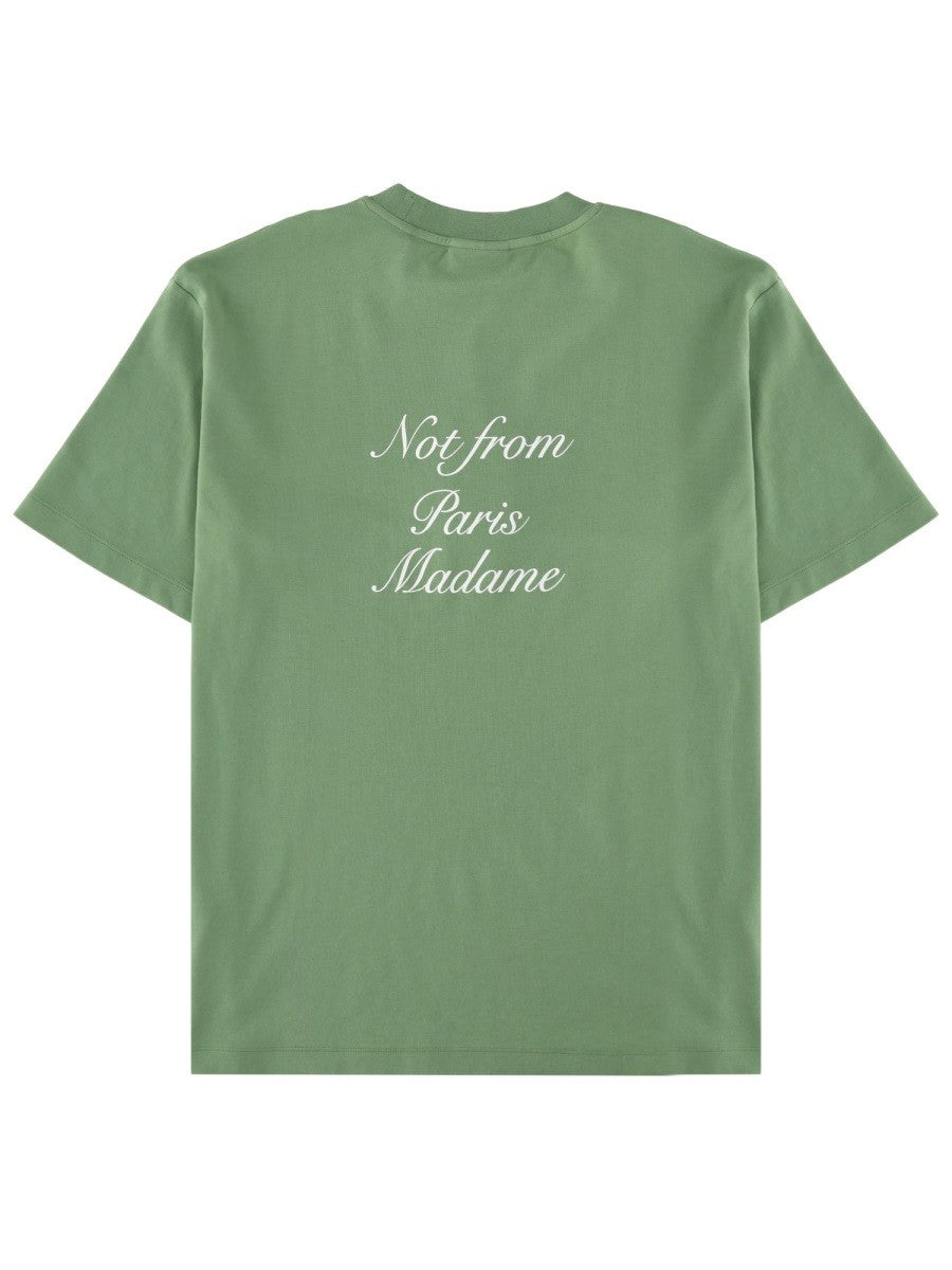 Drôle de Monsieur Men's Slogan Calligraphy Shirt Green