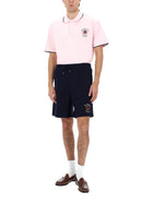 Drôle de Monsieur Men's Slogan Rose Polo Shirt Blue, view 2