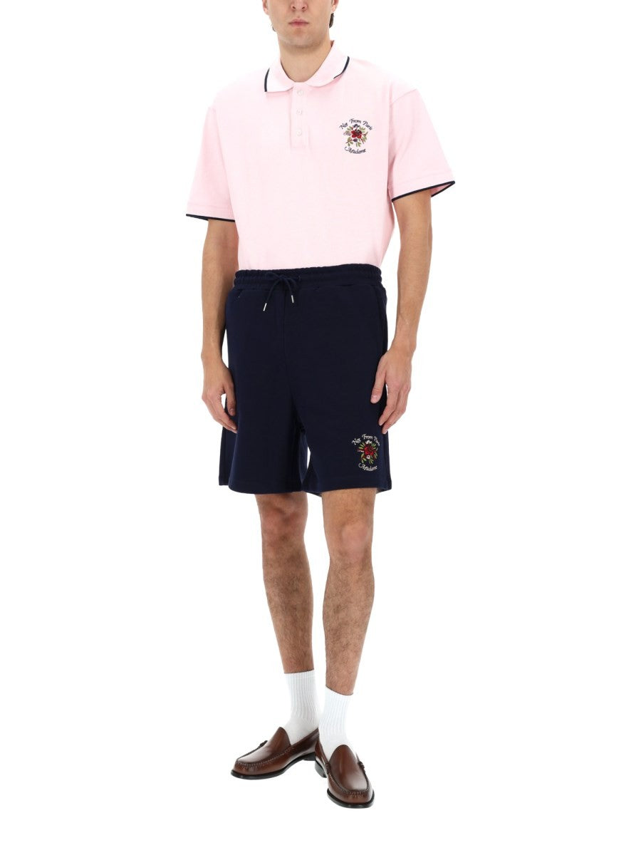 Drôle de Monsieur Men's Slogan Rose Polo Shirt Blue