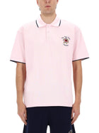 Drôle de Monsieur Men's Slogan Rose Polo Shirt Blue, view 4