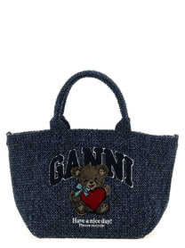 Ganni Small Bear Shopping Bag Blue