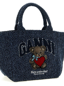 Ganni Small Bear Shopping Bag Blue