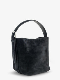Toteme Women's Small Belted Suede Handbag Black
