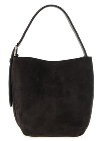 Toteme Small Belted Suede Tote Handbag Black