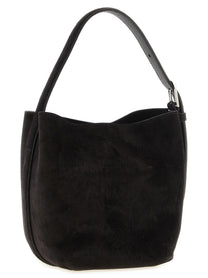 Toteme Small Belted Suede Tote Handbag Black