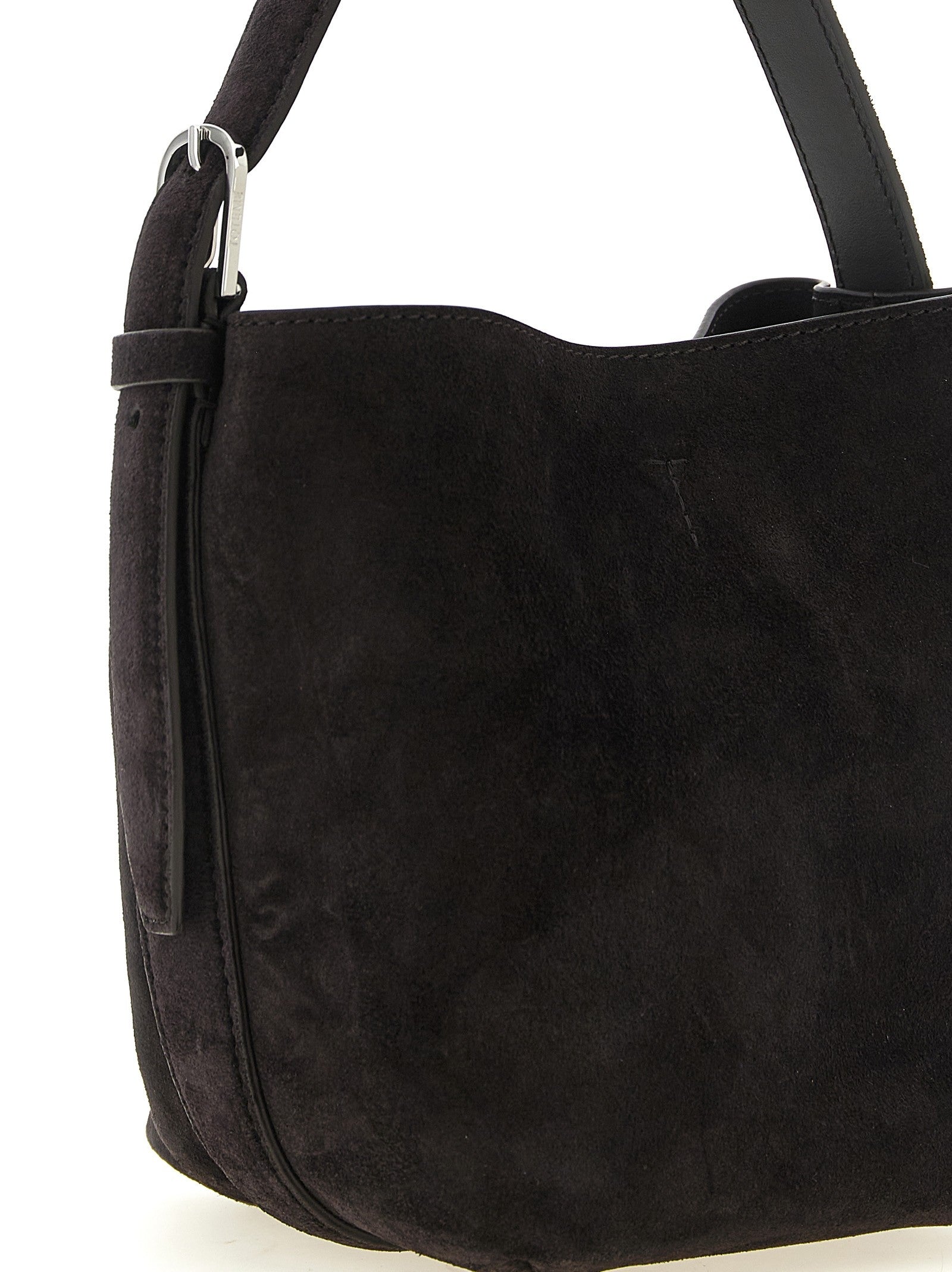 Toteme Small Belted Suede Tote Handbag Black