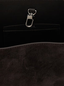 Toteme Small Belted Suede Tote Handbag Black